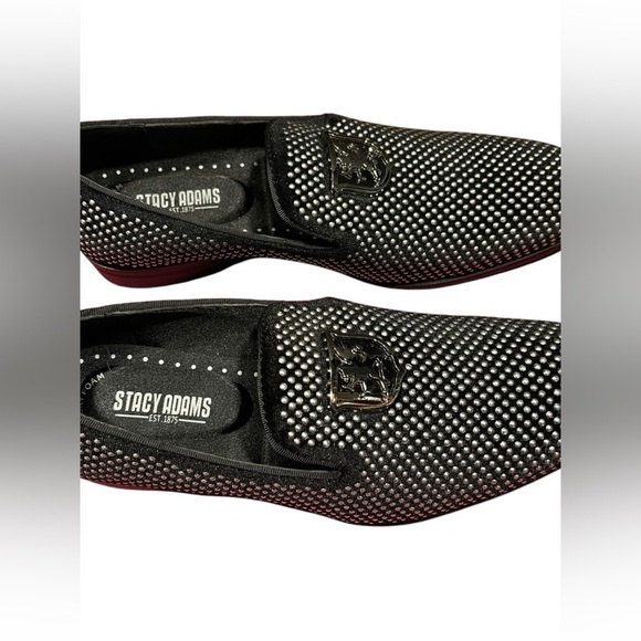 Stacy Adams Men\'s Shoes Swagger Studded Slip On Black and Silver size 7.5 main image 6